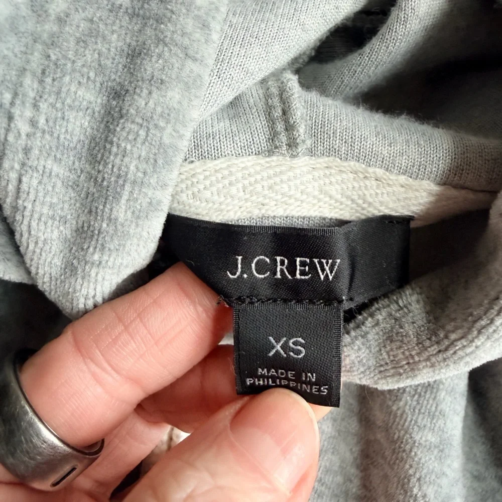 J. Crew Gray Pullover Hoodie in Velour Size XS